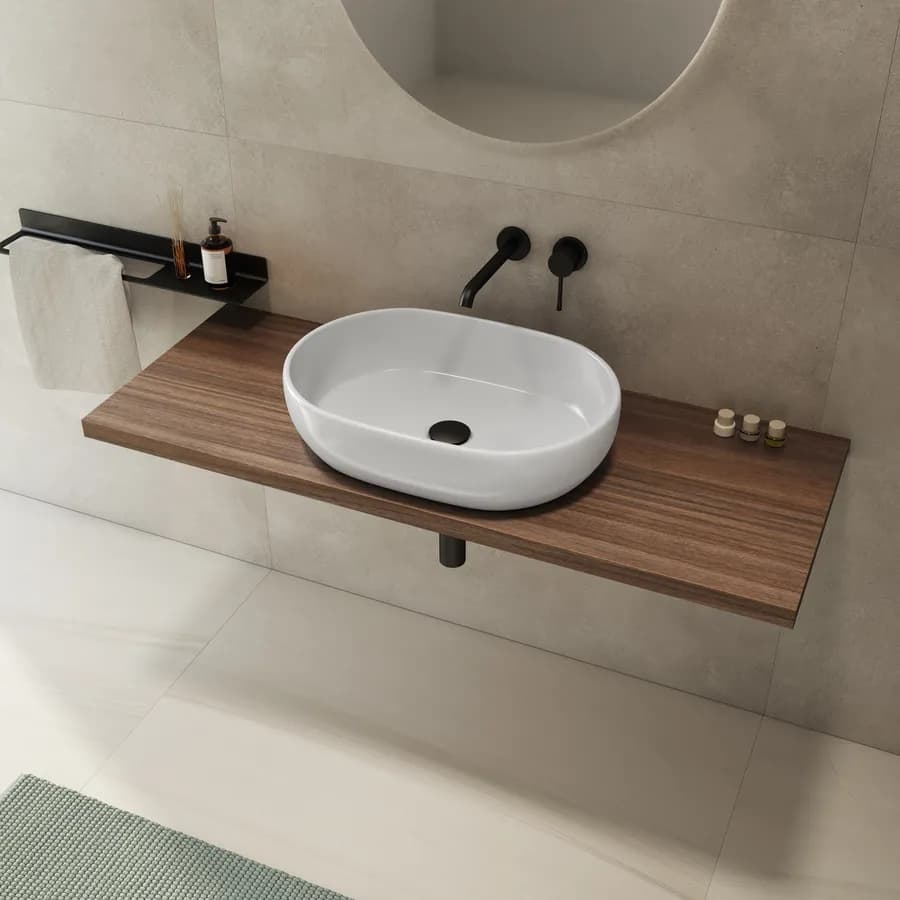 Mensolone bagno 3,8 h sospeso 120 cm in legno rovere deciso - Plain