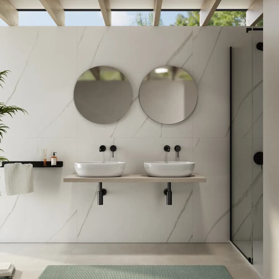 Mensolone bagno 3,8 h sospeso 130 cm in legno argilla - Plain