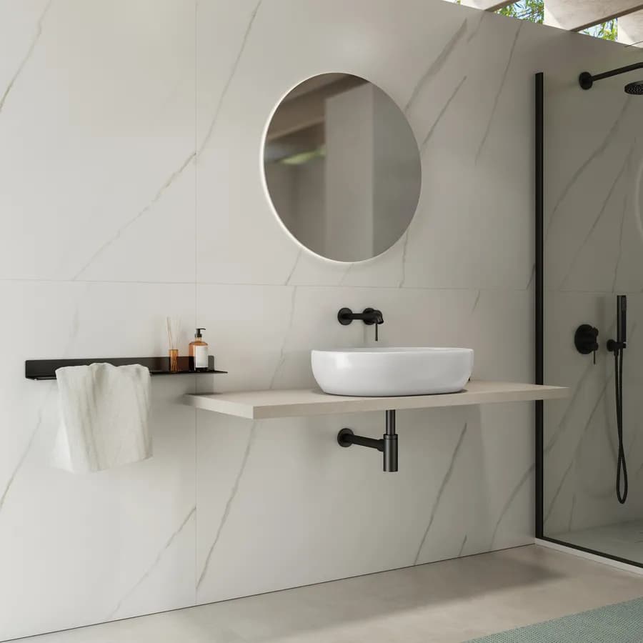 Mensolone bagno 3,8 h sospeso 130 cm in legno argilla - Plain
