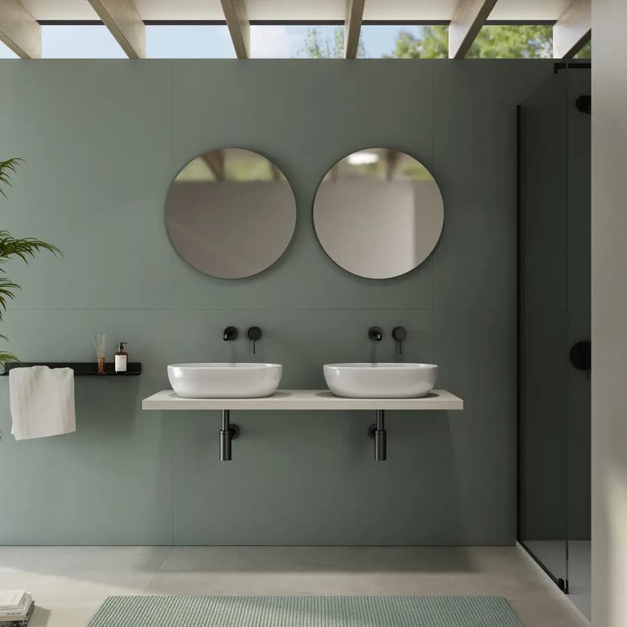 Mensolone bagno 3,8 h sospeso 130 cm in legno rovere bianco - Plain