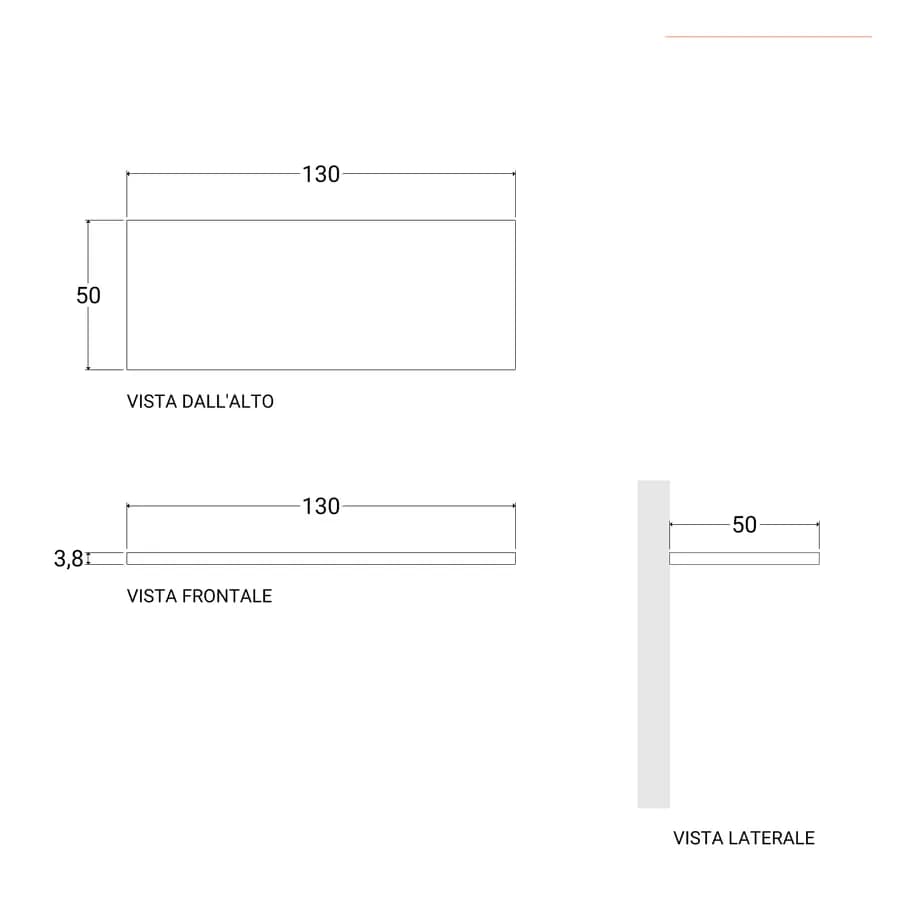 Mensolone bagno 3,8 h sospeso 130 cm in legno rovere bianco - Plain