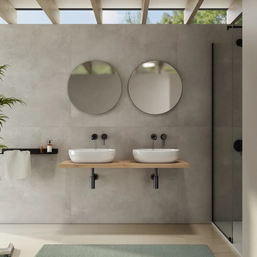 Mensolone bagno 3,8 h sospeso 130 cm in legno rovere gold - Plain