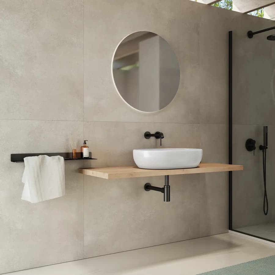 Mensolone bagno 3,8 h sospeso 130 cm in legno rovere gold - Plain