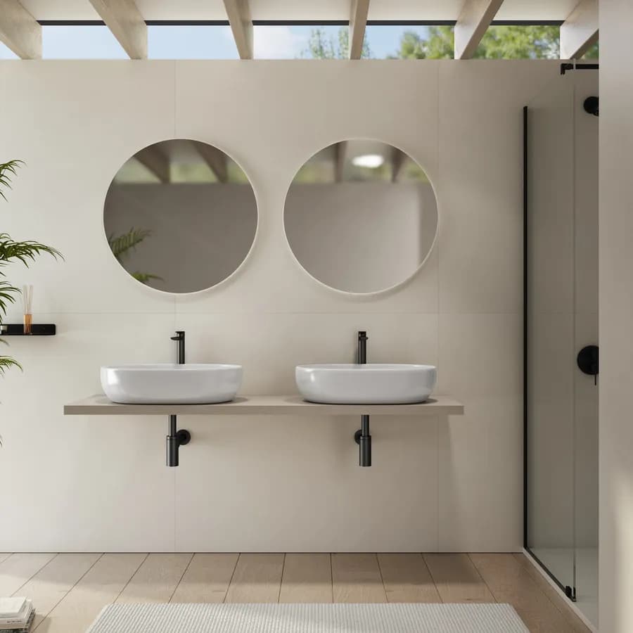 Mensolone bagno 3,8 h sospeso 150 cm in legno argilla - Plain