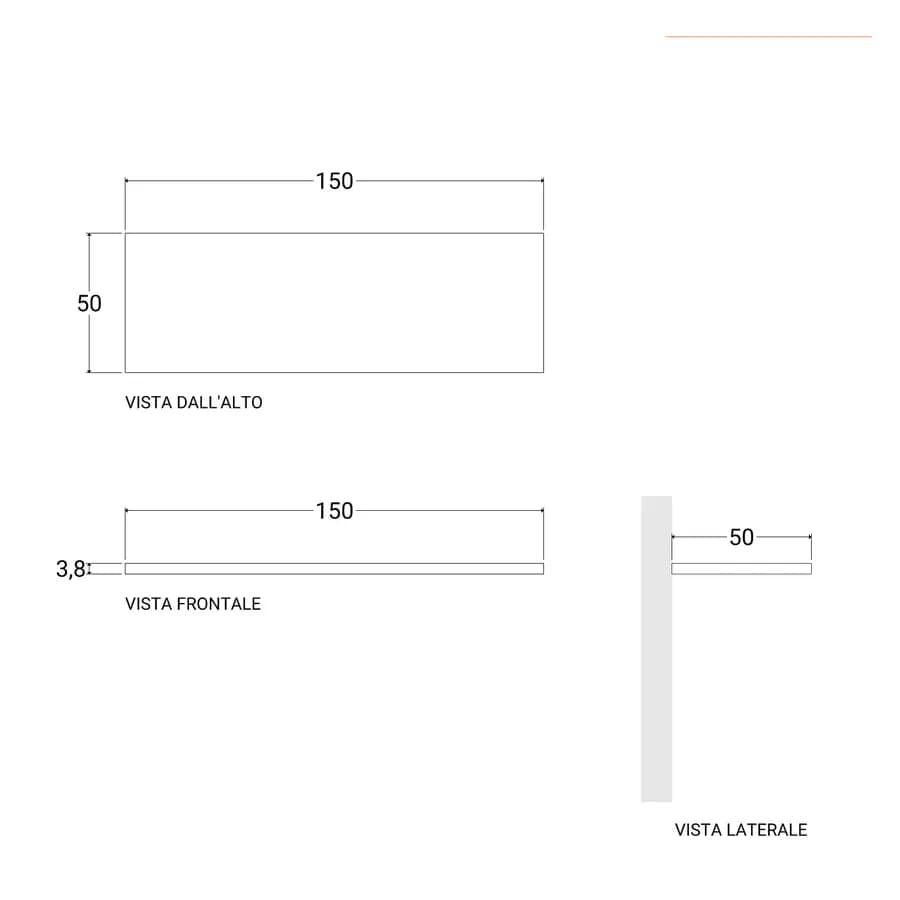 Mensolone bagno 3,8 h sospeso 150 cm in legno argilla - Plain
