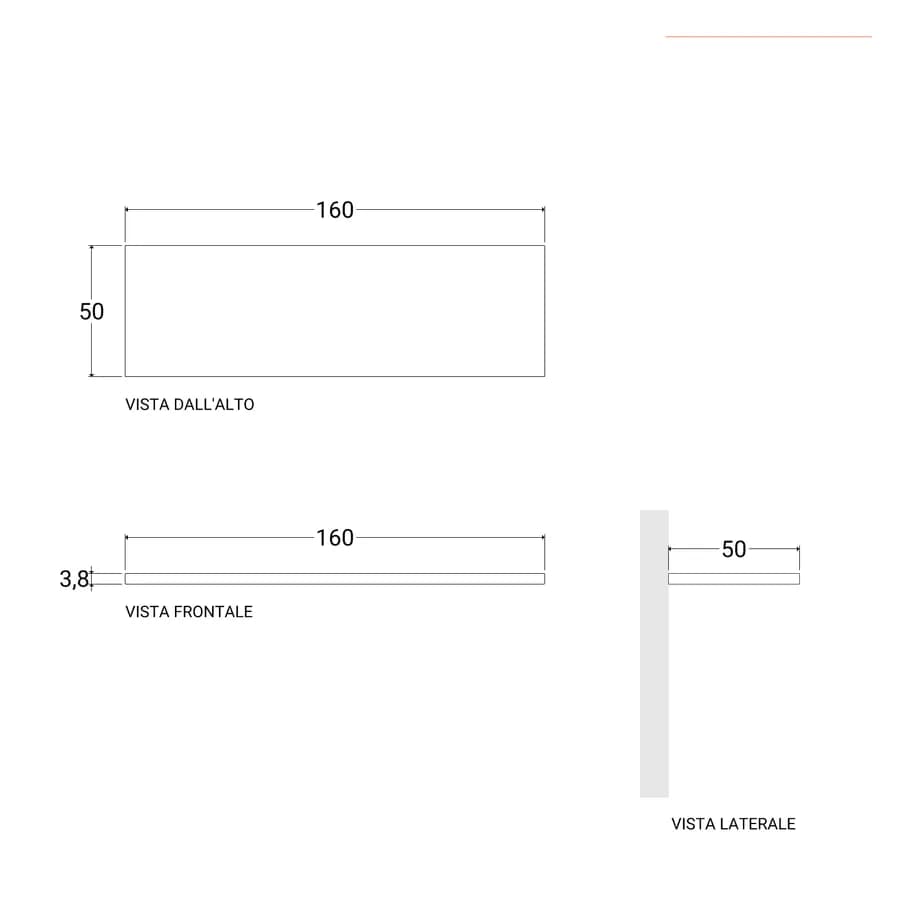 Mensolone bagno 3,8 h sospeso 160 cm in legno grigio ombra - Plain