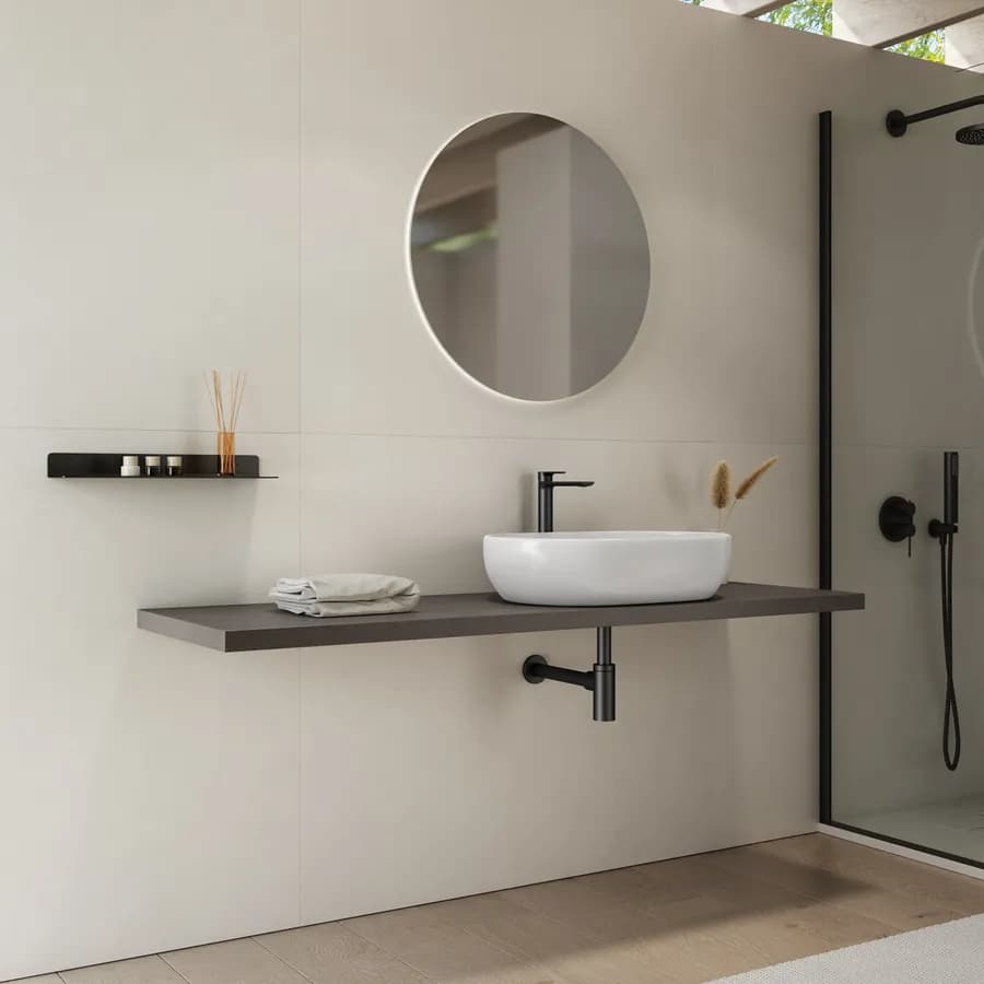 Mensolone bagno 3,8 h sospeso 170 cm in legno grigio ombra - Plain