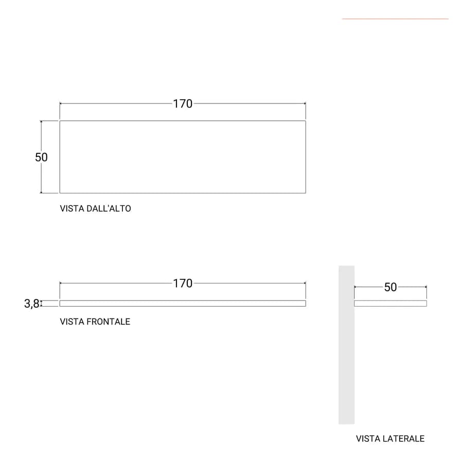 Mensolone bagno 3,8 h sospeso 170 cm in legno grigio ombra - Plain