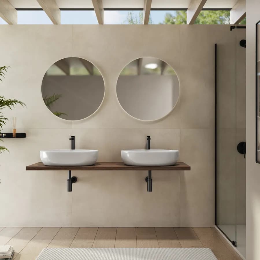 Mensolone bagno 3,8 h sospeso 170 cm in legno rovere deciso - Plain