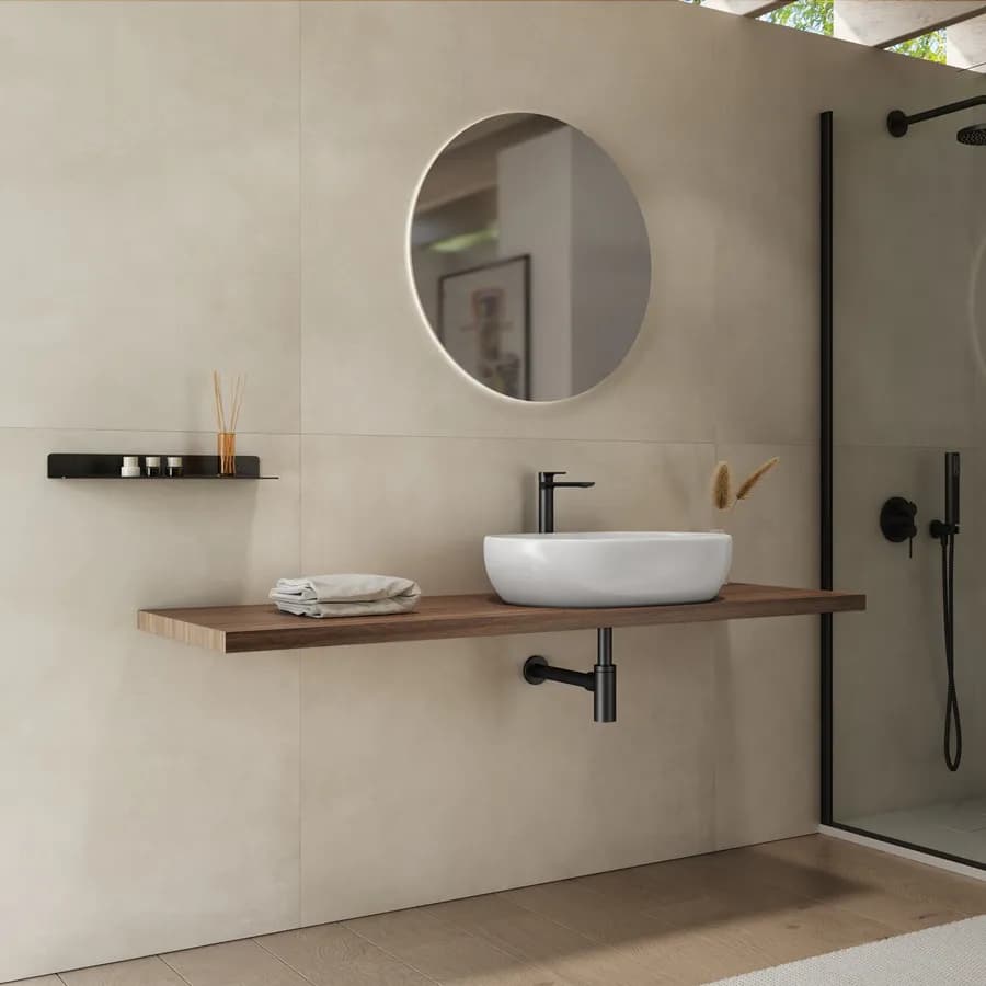 Mensolone bagno 3,8 h sospeso 170 cm in legno rovere deciso - Plain