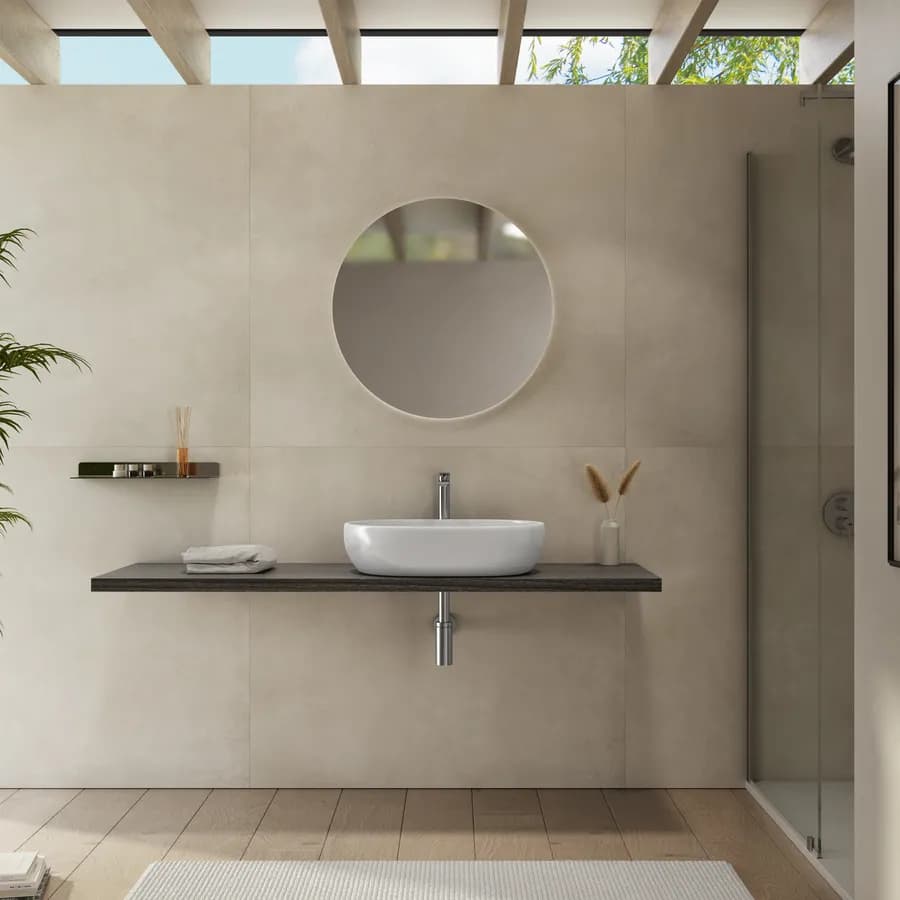 Mensolone bagno 3,8 h sospeso 170 cm in legno rovere grigio - Plain