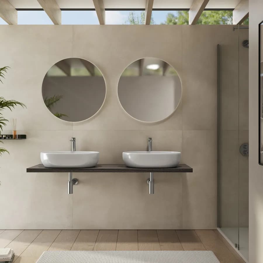 Mensolone bagno 3,8 h sospeso 170 cm in legno rovere grigio - Plain