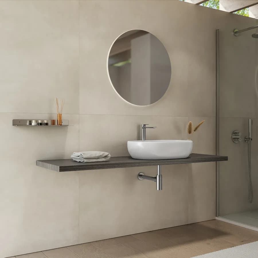 Mensolone bagno 3,8 h sospeso 170 cm in legno rovere grigio - Plain