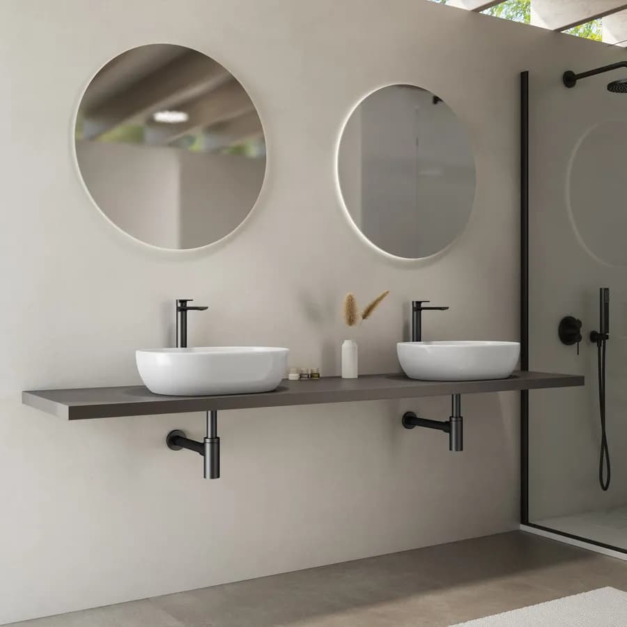 Mensolone bagno 3,8 h sospeso 190 cm in legno grigio ombra - Plain