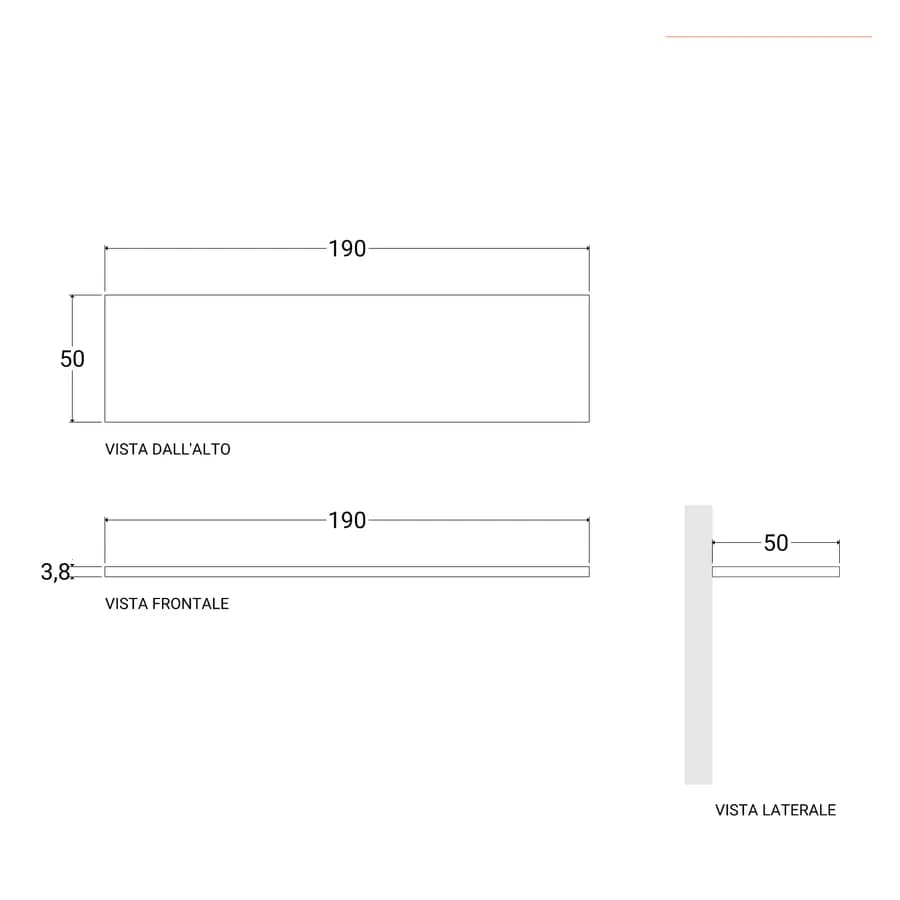 Mensolone bagno 3,8 h sospeso 190 cm in legno grigio ombra - Plain