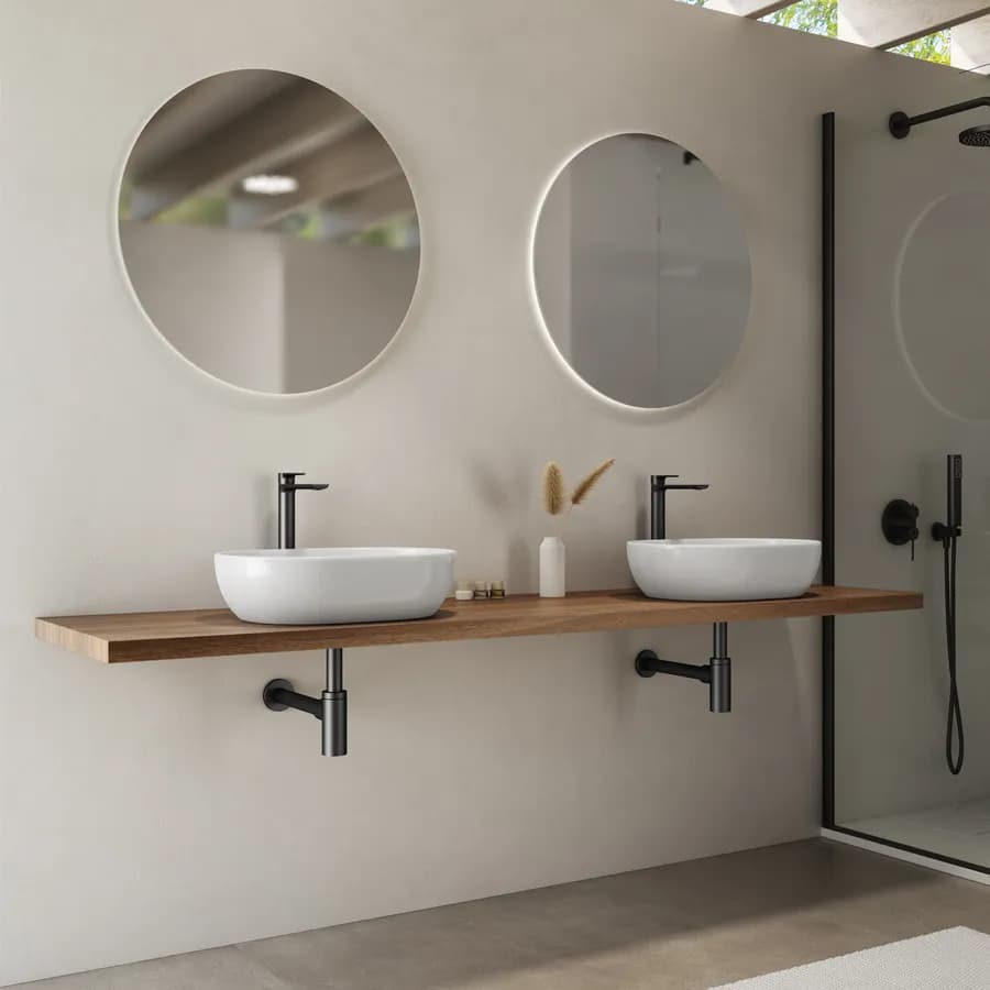 Mensolone bagno 3,8 h sospeso 190 cm in legno rovere deciso - Plain