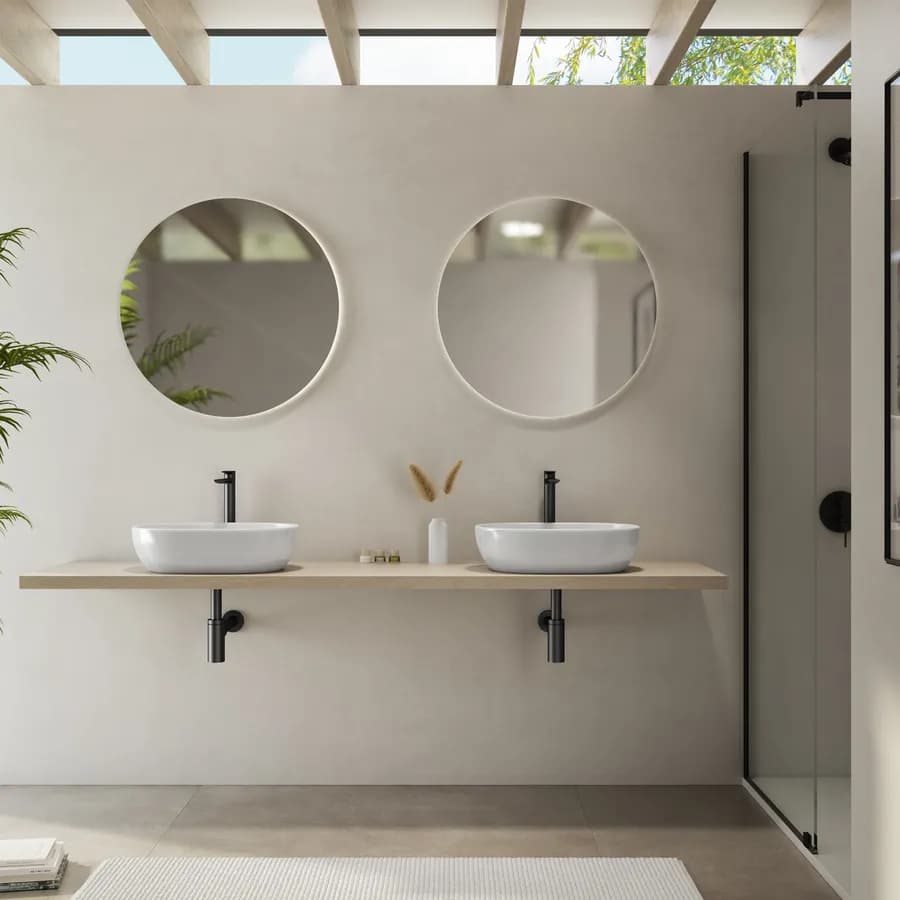 Mensolone bagno 3,8 h sospeso 200 cm in legno argilla - Plain