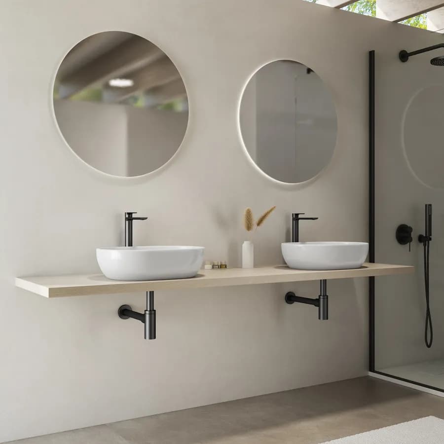Mensolone bagno 3,8 h sospeso 200 cm in legno argilla - Plain