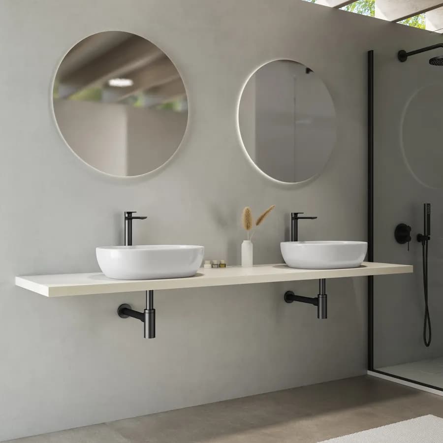Mensolone bagno 3,8 h sospeso 200 cm in legno rovere bianco - Plain