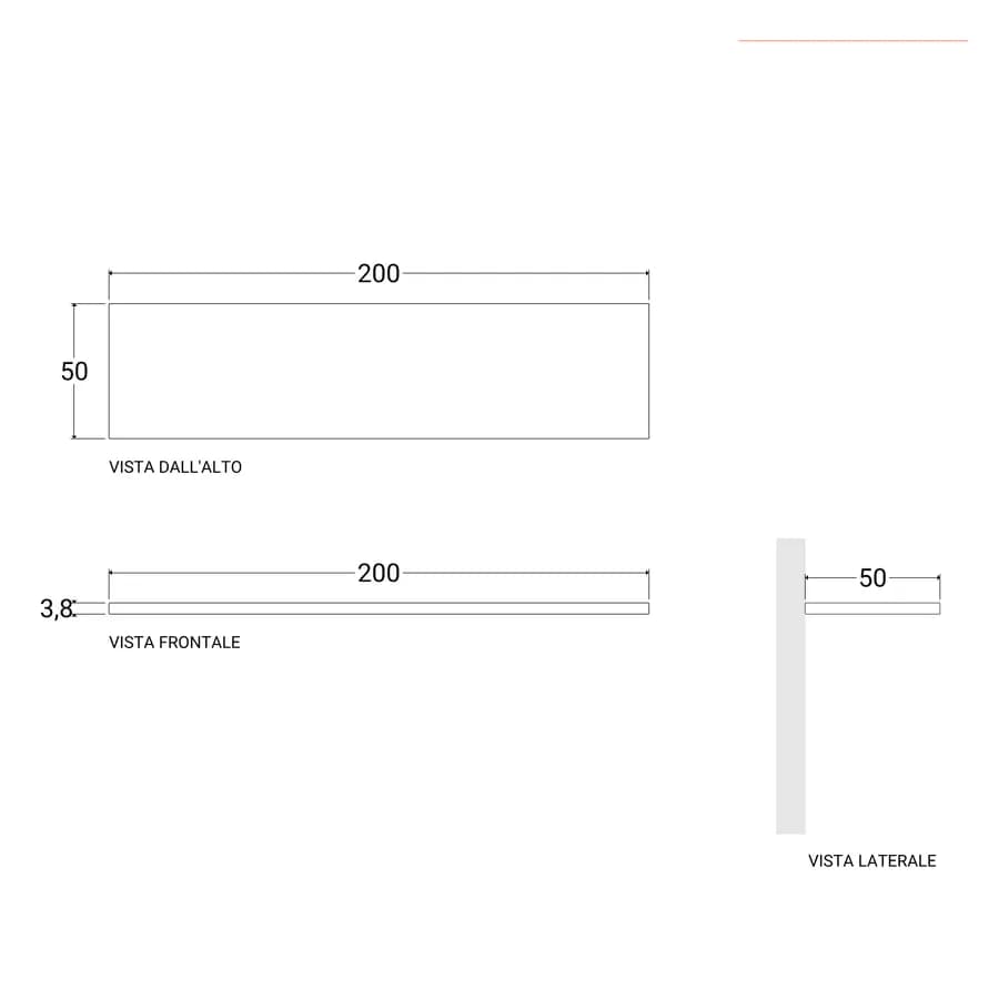 Mensolone bagno 3,8 h sospeso 200 cm in legno rovere bianco - Plain