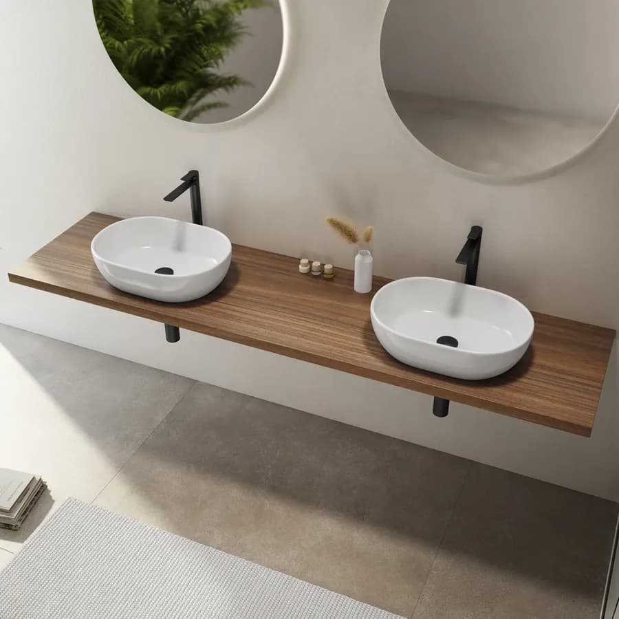 Mensolone bagno 3,8 h sospeso 200 cm in legno rovere deciso - Plain