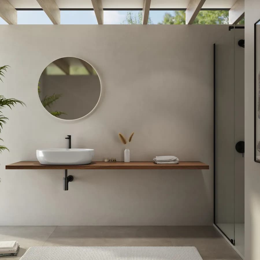 Mensolone bagno 3,8 h sospeso 200 cm in legno rovere deciso - Plain