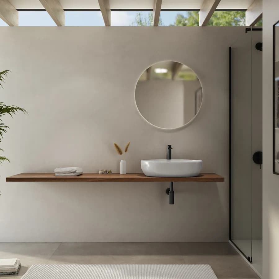 Mensolone bagno 3,8 h sospeso 200 cm in legno rovere deciso - Plain