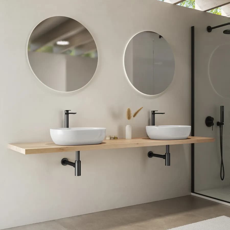 Mensolone bagno 3,8 h sospeso 200 cm in legno rovere gold - Plain