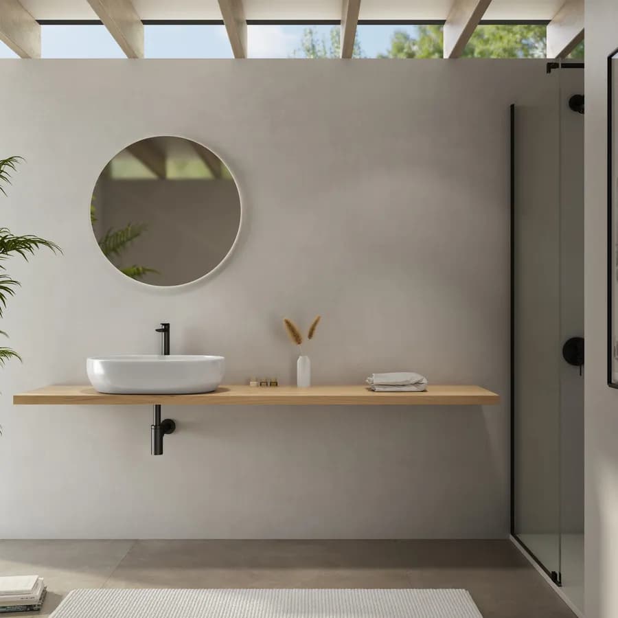 Mensolone bagno 3,8 h sospeso 200 cm in legno rovere gold - Plain