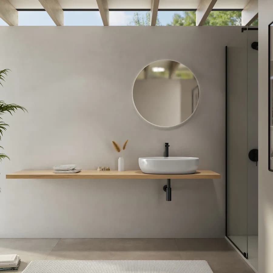 Mensolone bagno 3,8 h sospeso 200 cm in legno rovere gold - Plain