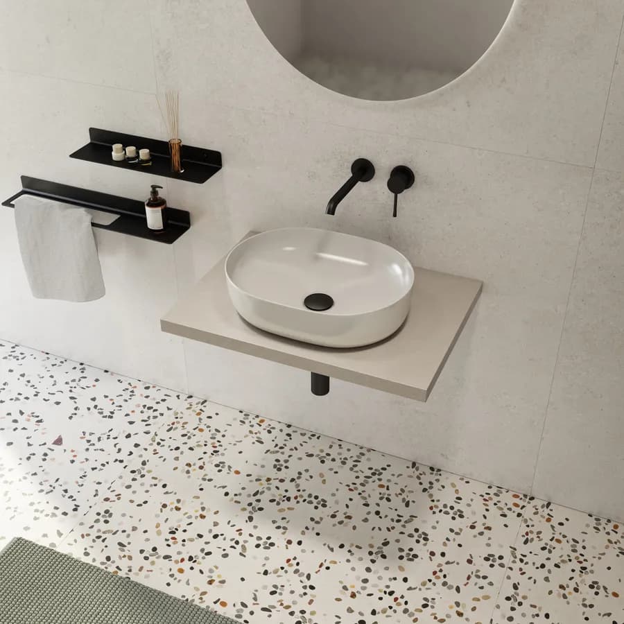 Mensolone bagno 3,8 h sospeso 60 cm in legno argilla - Plain