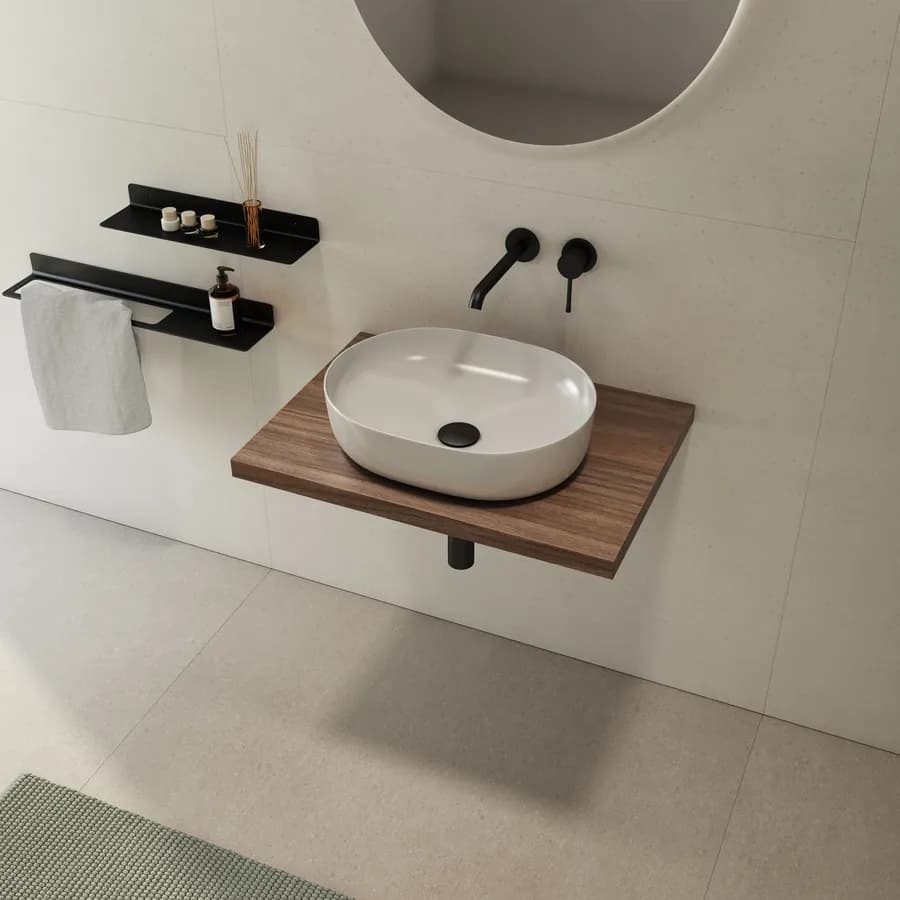 Mensolone bagno 3,8 h sospeso 60 cm in legno rovere deciso - Plain