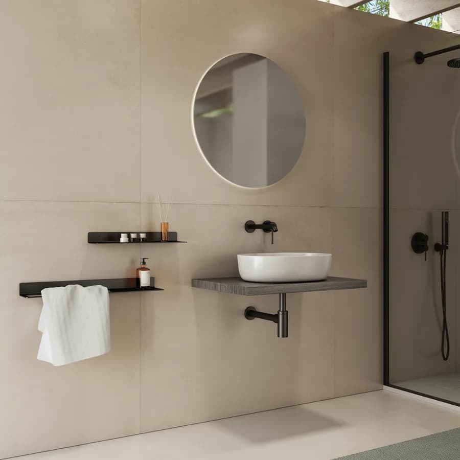 Mensolone bagno 3,8 h sospeso 60 cm in legno rovere grigio - Plain