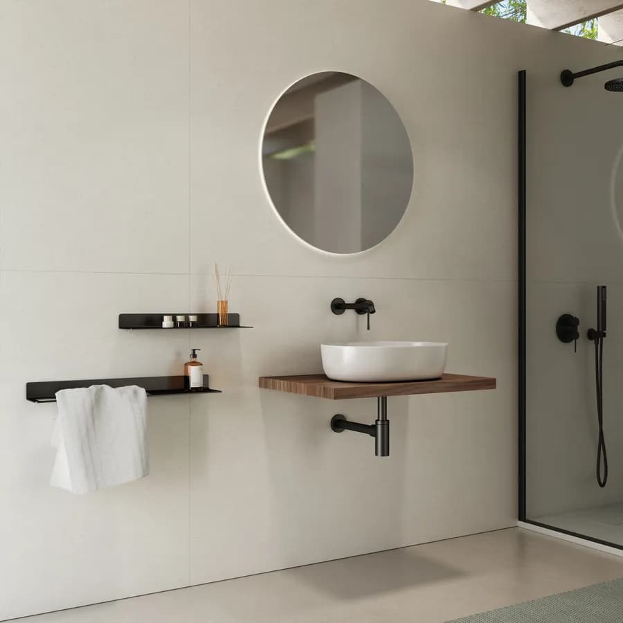 Mensolone bagno 3,8 h sospeso 80 cm in legno rovere deciso - Plain