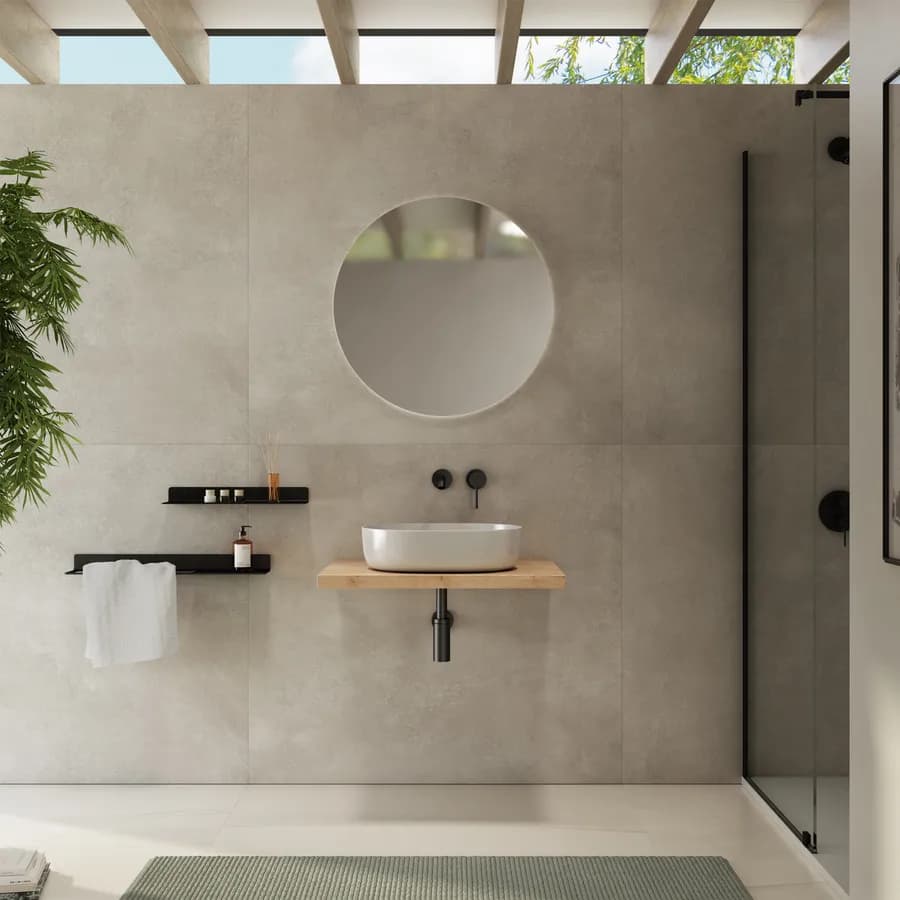 Mensolone bagno 3,8 h sospeso 80 cm in legno rovere gold - Plain