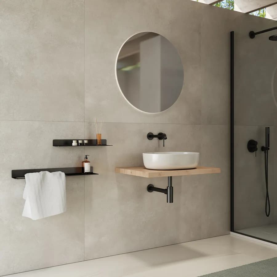 Mensolone bagno 3,8 h sospeso 80 cm in legno rovere gold - Plain