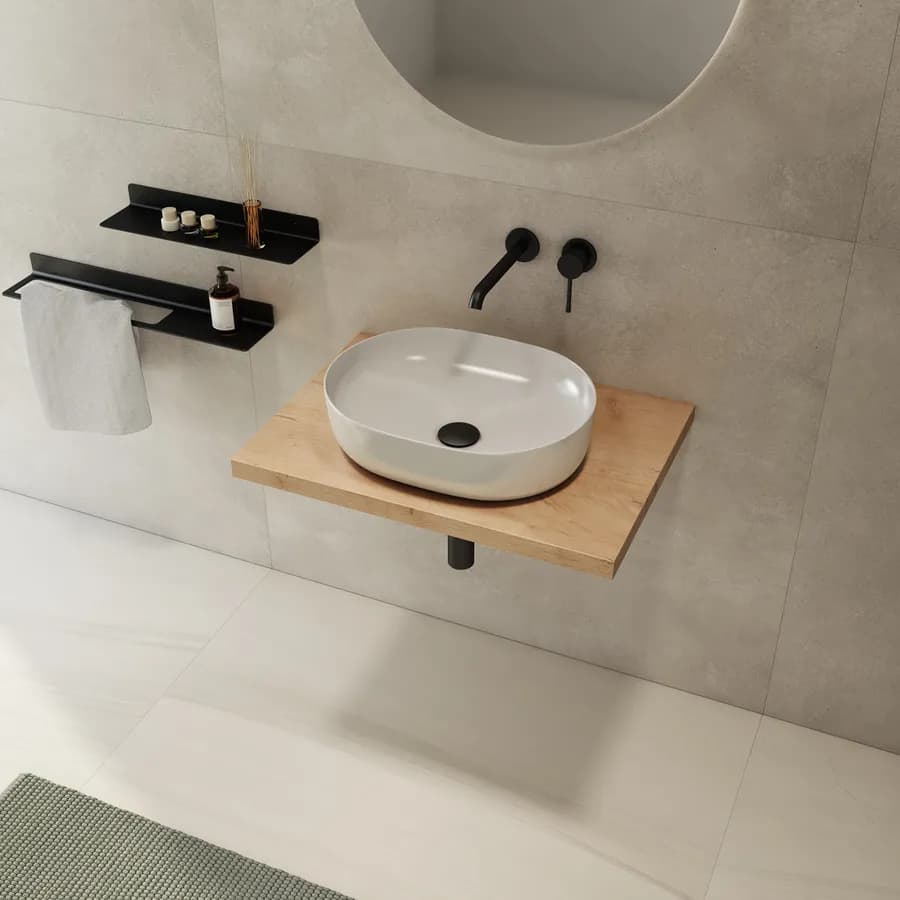 Mensolone bagno 3,8 h sospeso 80 cm in legno rovere gold - Plain