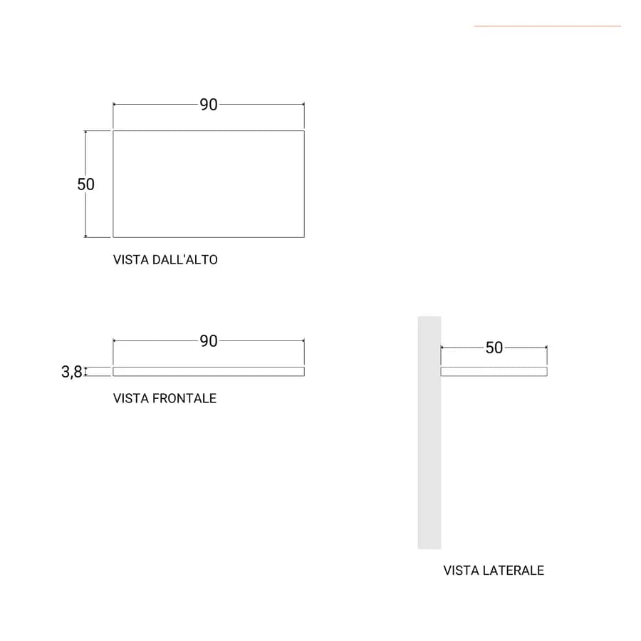 Mensolone bagno 3,8 h sospeso 90 cm in legno rovere bianco - Plain