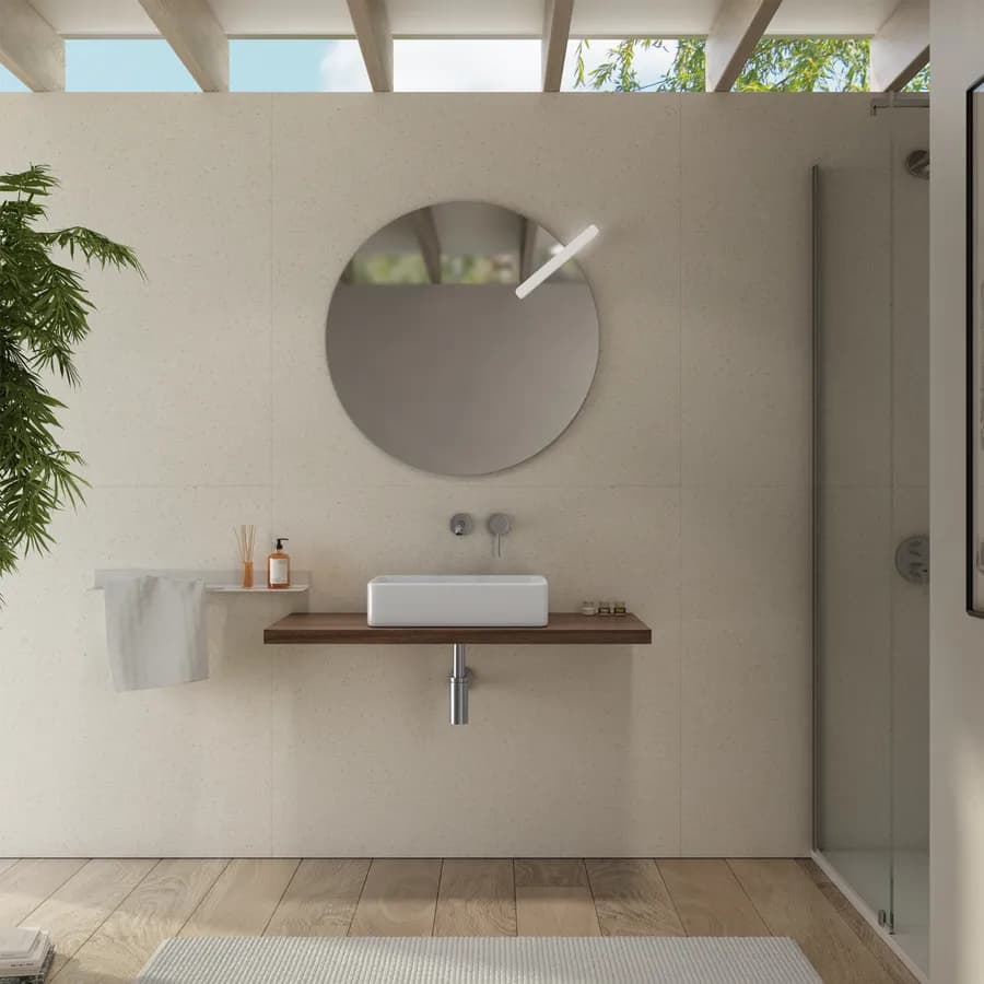 Mensolone bagno 3,8 h sospeso 90 cm in legno rovere deciso - Plain