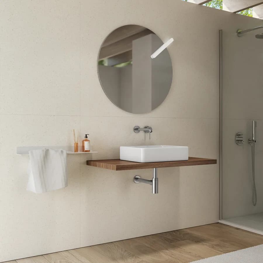 Mensolone bagno 3,8 h sospeso 90 cm in legno rovere deciso - Plain