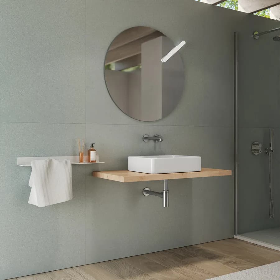 Mensolone bagno 3,8 h sospeso 90 cm in legno rovere gold - Plain