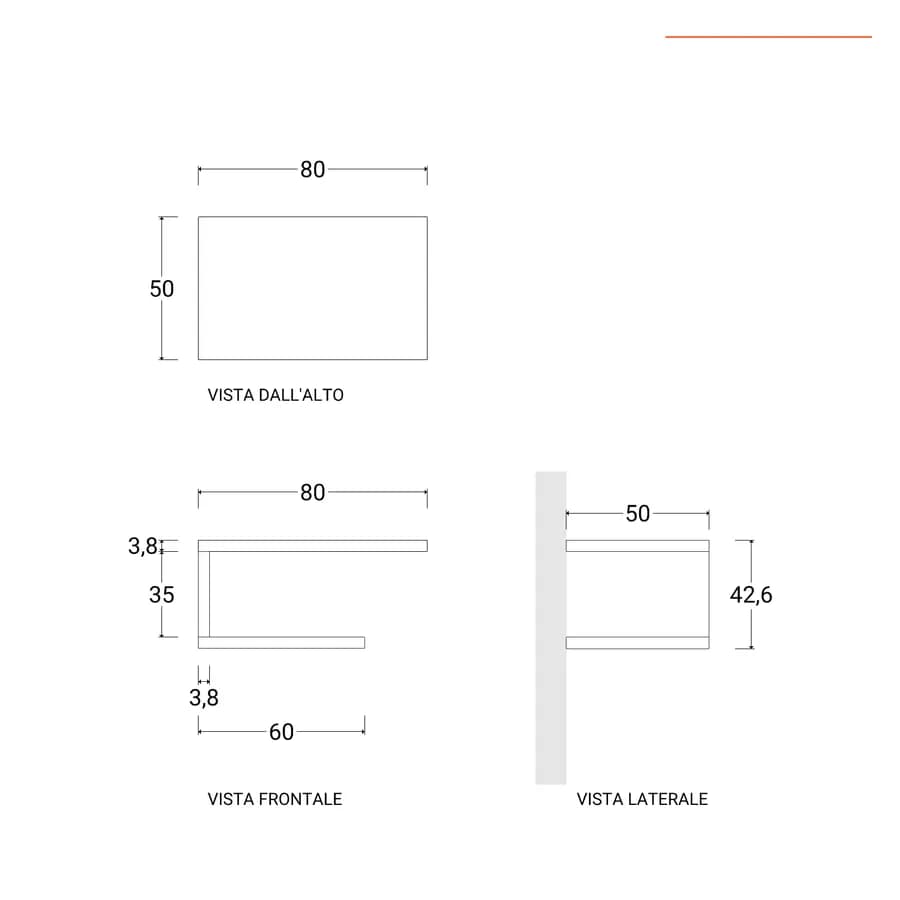 Mensolone bagno 80 cm con ripiano in legno rovere bianco e portasalviette nero opaco - Plain