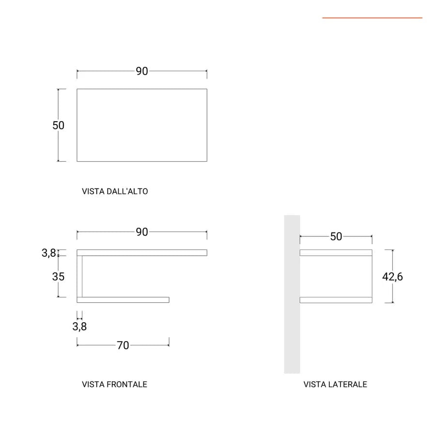 Mensolone bagno 90 cm con ripiano in legno rovere gold e portasalviette bianco opaco - Plain
