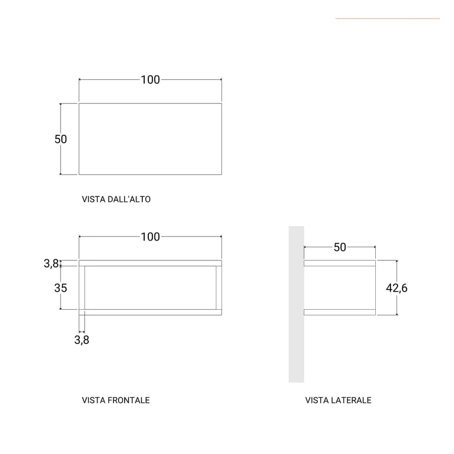 Mensolone bagno sospeso 100 cm con vano a giorno in legno rovere gold - Plain
