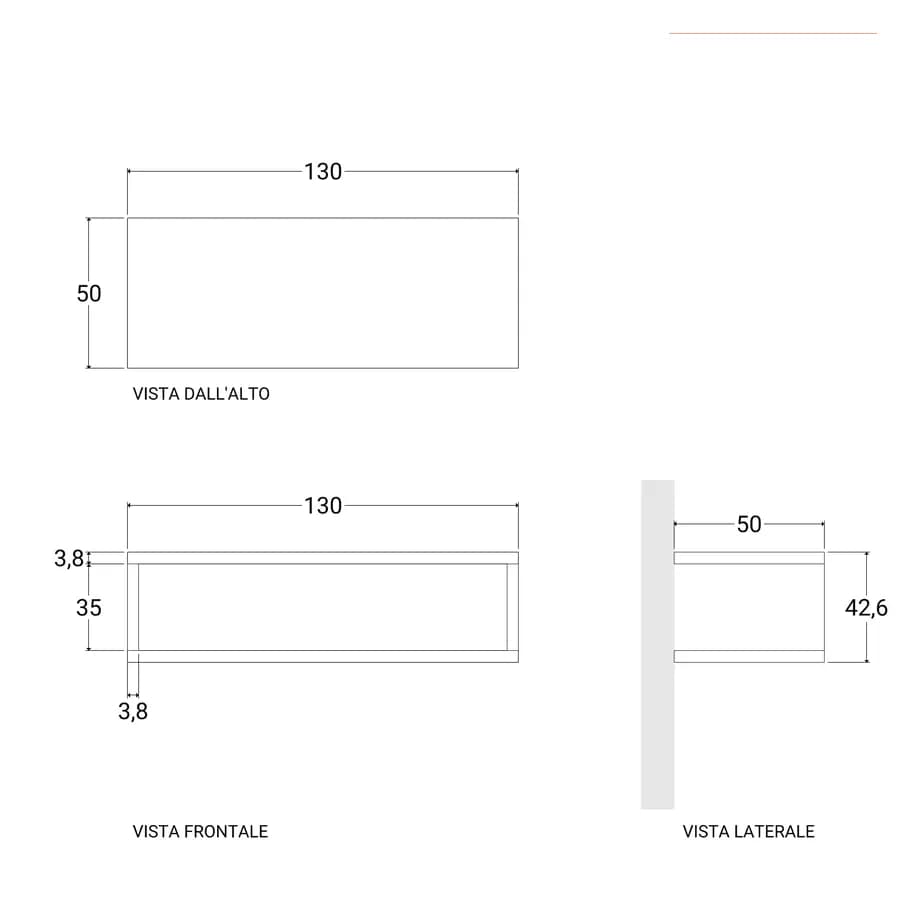 Mensolone bagno sospeso 130 cm con vano a giorno in legno rovere gold - Plain
