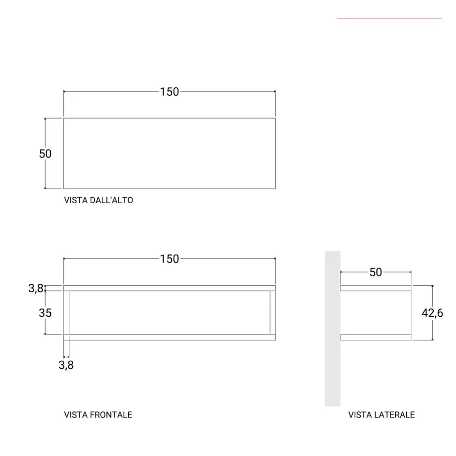 Mensolone bagno sospeso 150 cm con vano a giorno in legno argilla - Plain
