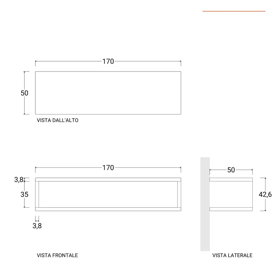 Mensolone bagno sospeso 170 cm con vano a giorno in legno argilla - Plain