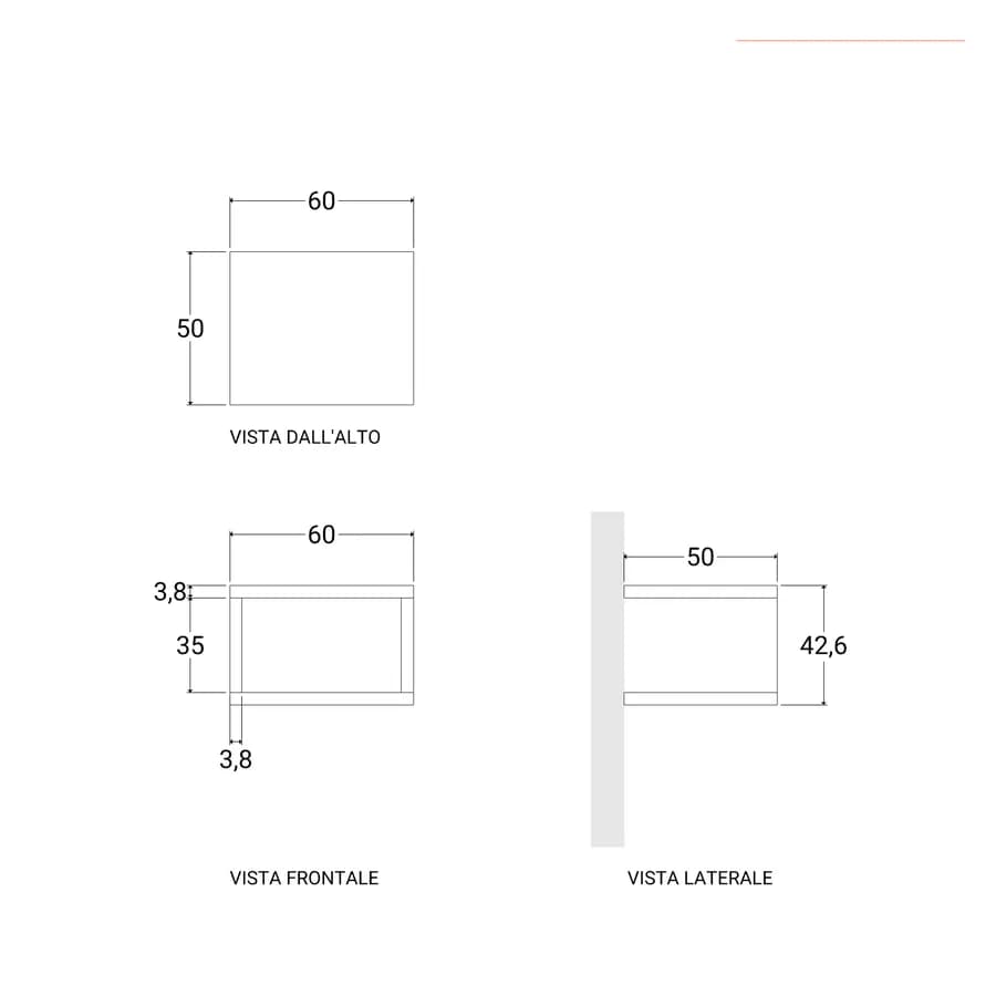 Mensolone bagno sospeso 60 cm con vano a giorno in legno argilla - Plain