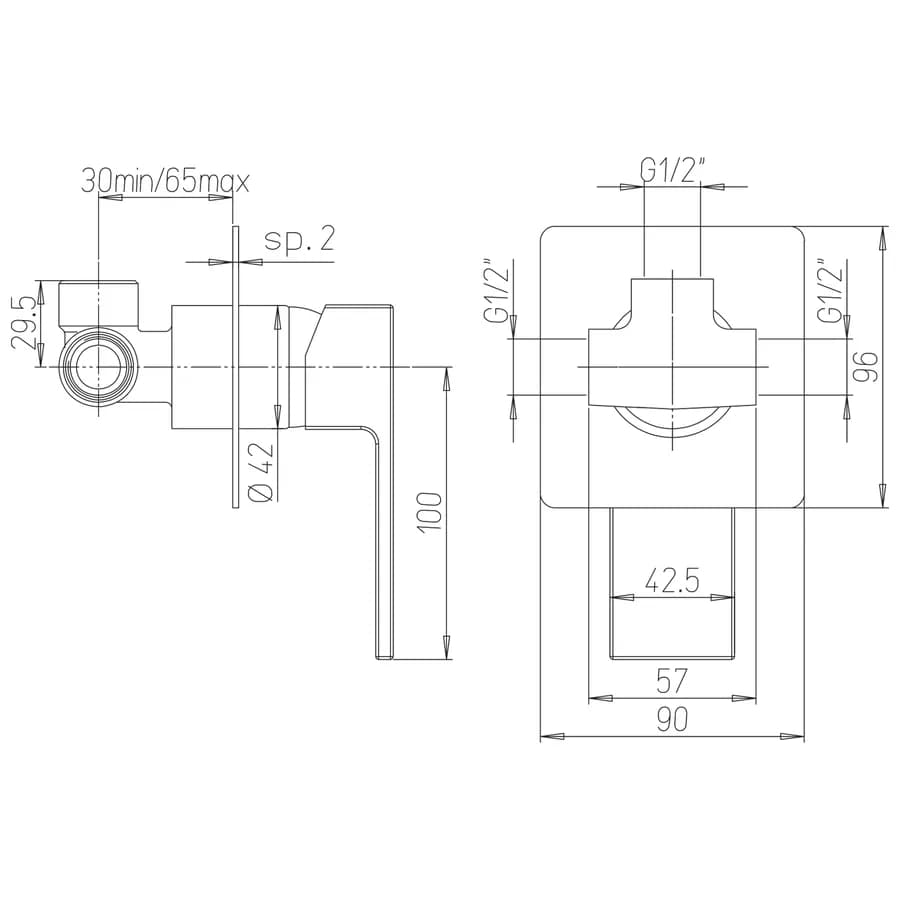 Miscelatore a incasso per doccia in ottone cromato Jacuzzi - Rubinetteria Linea Crux