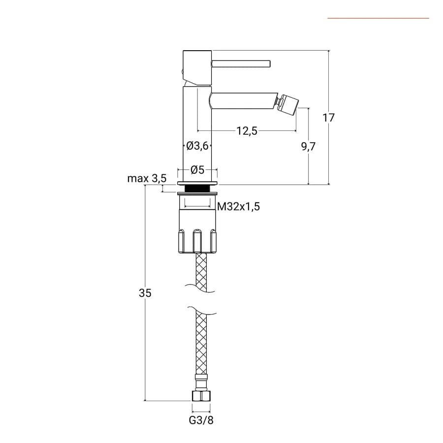 Miscelatore bidet in ottone fango - Oasis